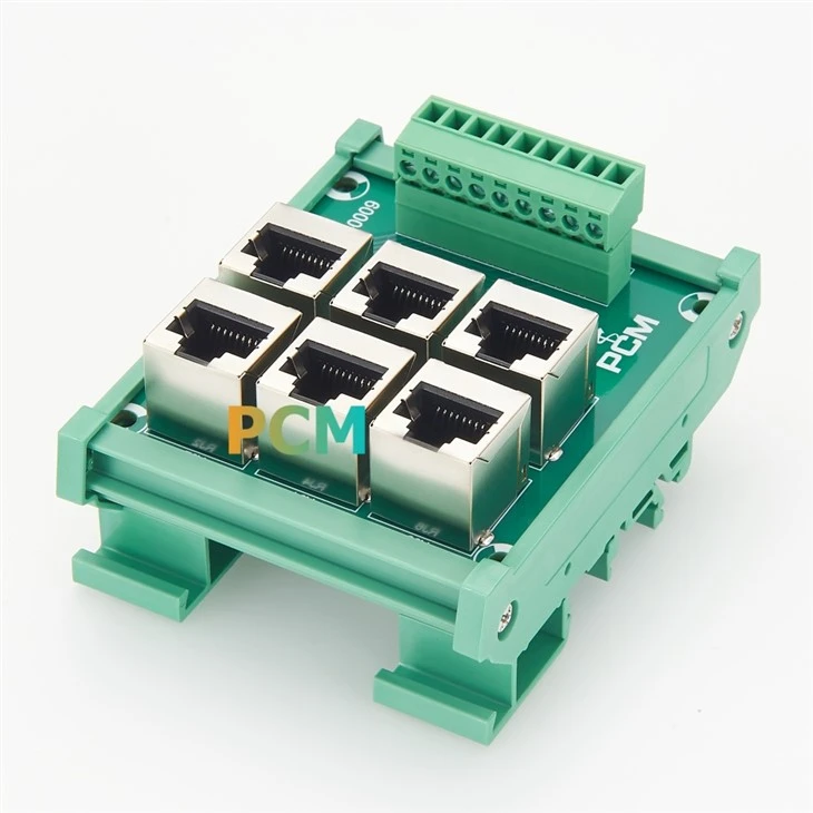 DIN Rail RJ45 To Terminal Block 6 Way Adapter factory