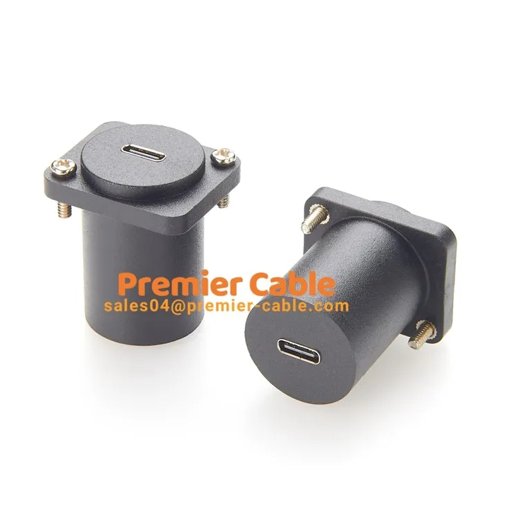 3.1 USB-C Female To USB-C Female D-Style Chassis Mount Feedthru Barrel Connector