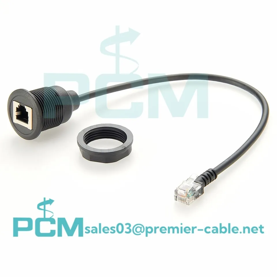 RJ12 6P6C Telefòn Round Panel Mount Extension Cable