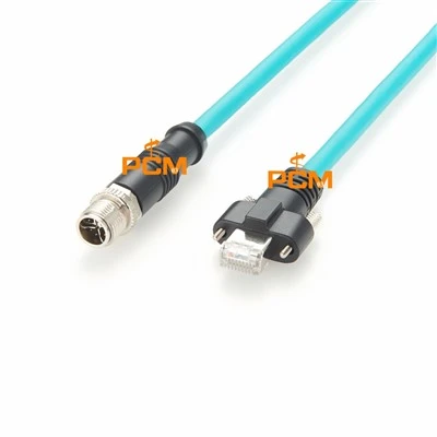 Cat6a Gige M12 X-Kòd RJ45 Ethernet kab