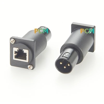DMX 3 Pin XLR Pou RJ45 Panel Mount Adaptè