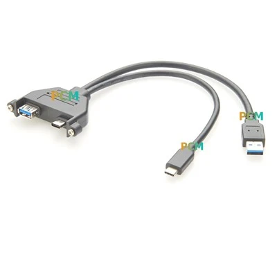 Panel Mount USB 3.0 ak Kalite-C doub Cables Port