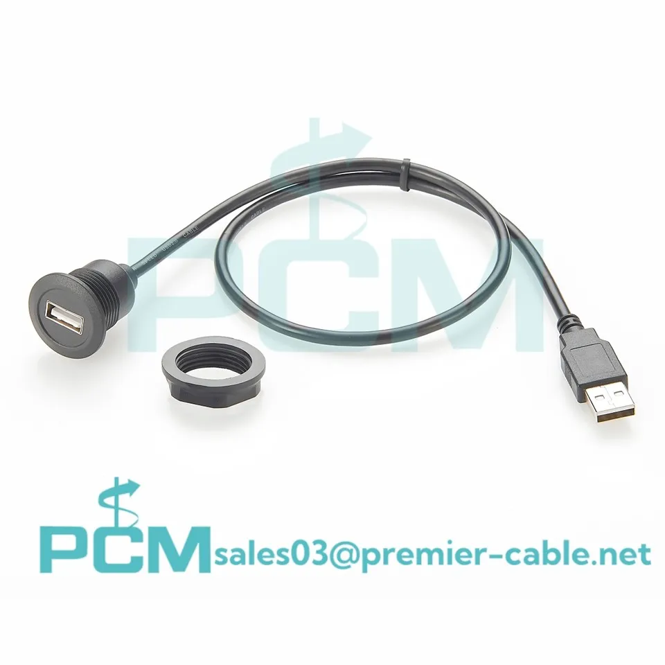USB-A ekstansyon kab panèl kabinè patiraj chasi mòn